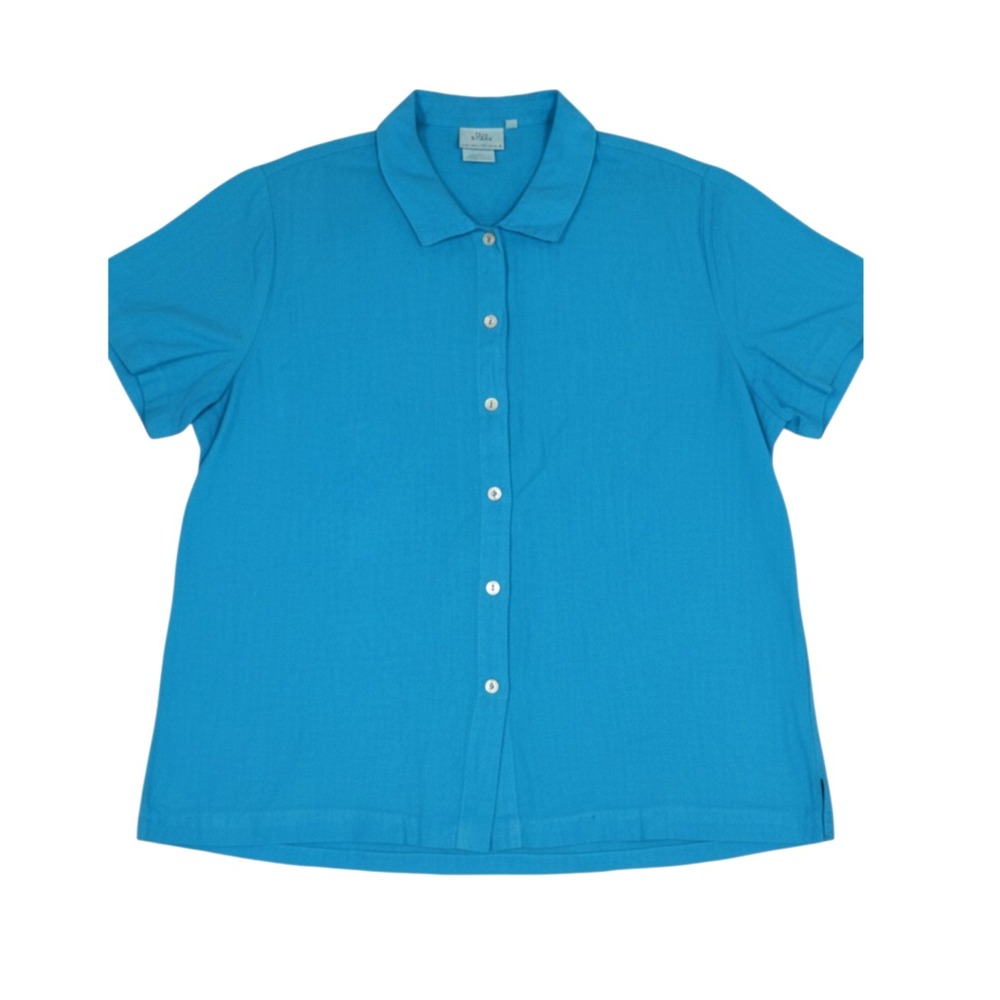 HOT COTTON MARC WARE Midweight LINEN Turquoise BUTTON-UP Lagenlook SHIRT/TOP XL